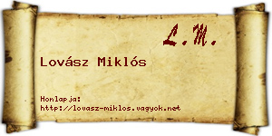 Lovász Miklós névjegykártya